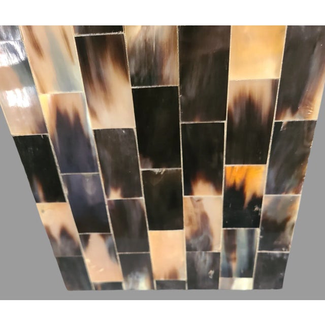 Metal Late 20th Century Decorative Modern Calico Colors Bone Inlay Original Finial Table Lamp For Sale - Image 7 of 11