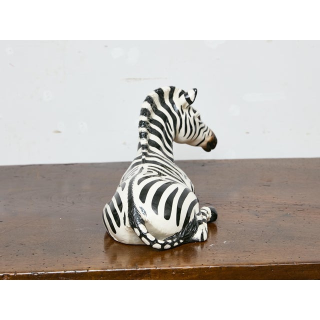 Signed 1981 Zebra Ceramic Sculpture by The Townsends, USA. This expressive ceramic zebra sculpture, signed and dated 1981...