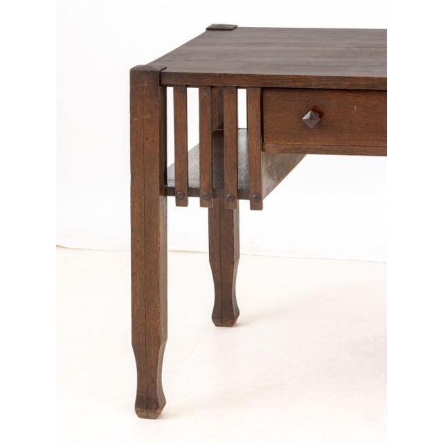 American j.m. Young and Sons Arts and Crafts Oak Desk For Sale - Image 3 of 9