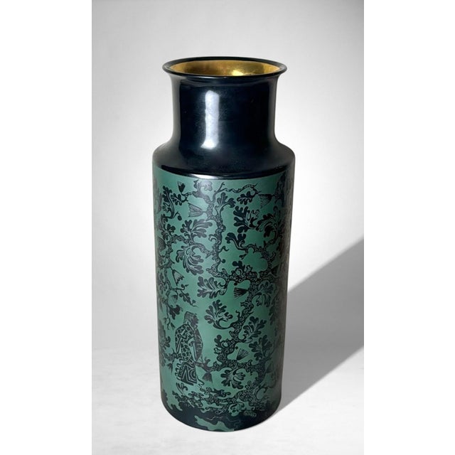 Mid-Century Modern Finzi “Oro Zecchino” Decorated Ceramic Vase For Sale - Image 3 of 18