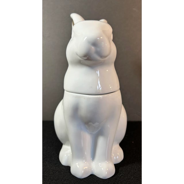 Modern White Rabbit With Gold Ears Cookie Jar For Sale - Image 9 of 10