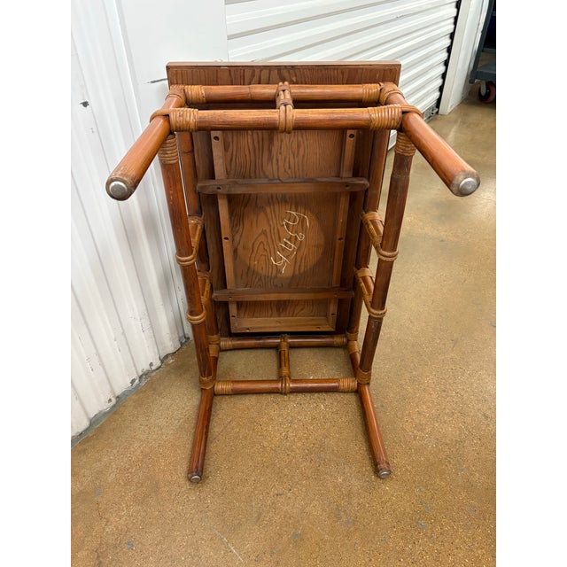 Vintage Rattan Attributed to Ficks Reed Far Horizons Collection End Table W/Tile Top by John Wisner For Sale In San Antonio - Image 6 of 6