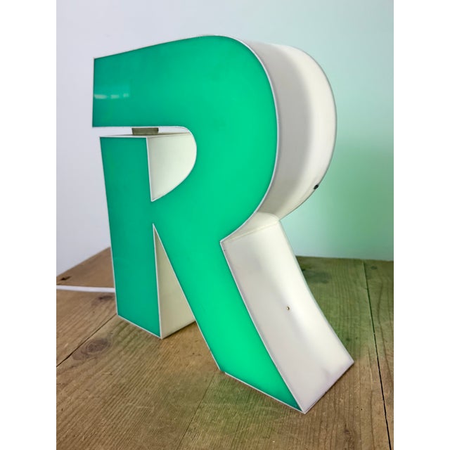 Vintage Green Illuminated Letter R, 1970s For Sale - Image 16 of 17