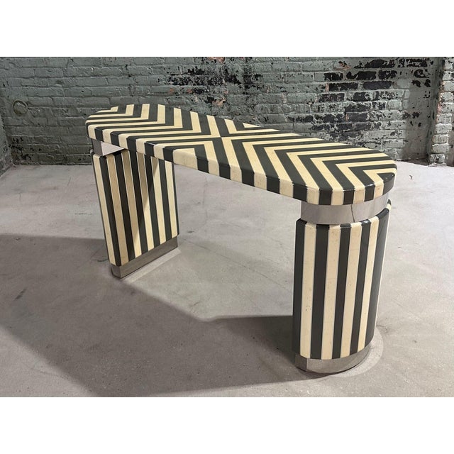 Ron Seff Graphic Tessellated Bone Console, 1970 For Sale - Image 4 of 11