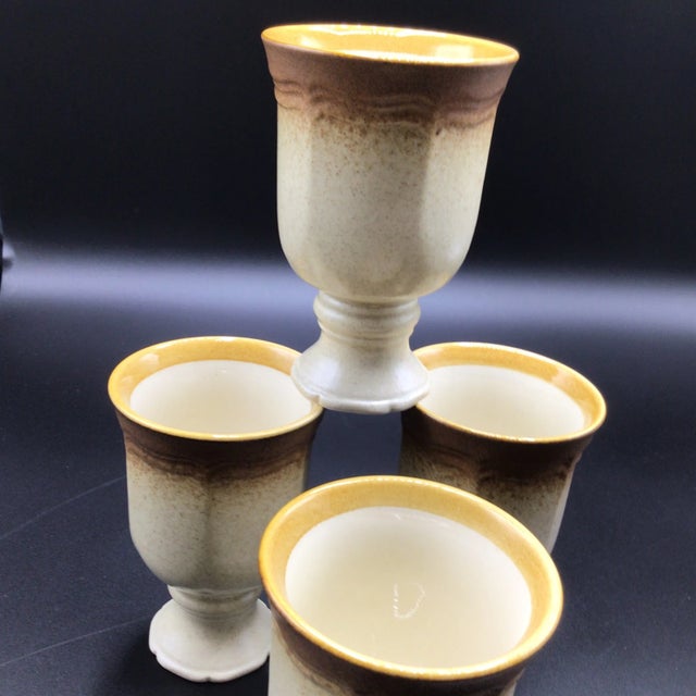 Vintage Mikasa Whole Wheat Pattern Stoneware Goblets for Hot or Cold Liquids - Set of 4 For Sale - Image 11 of 12