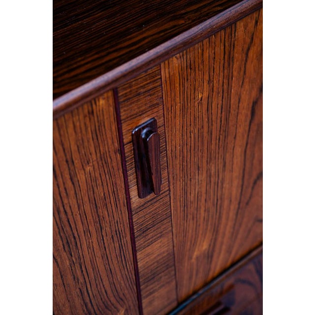 Brown Mid Century Danish Modern Corner Cabinet Rosewood Bar Denmark Drawers Locking For Sale - Image 8 of 12