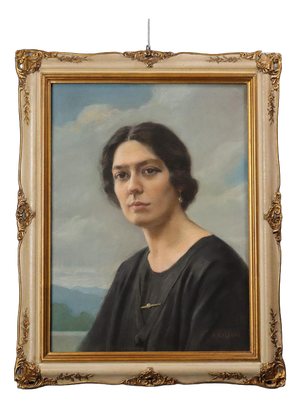 Piero Galanti, Portrait, 20th Century, Crayon on Cardboard, Framed