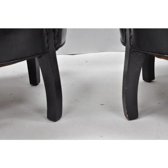 Vintage Mid Century Modern Low Black Barrel Back Lounge Club Chairs - A Pair For Sale - Image 14 of 18