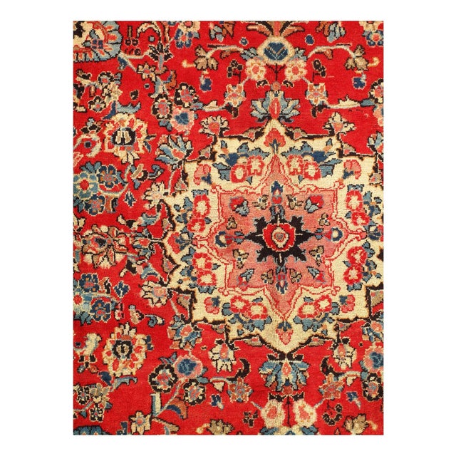 Mahal design rug. Handmade and hand-knotted in fine lambswool on a cotton foundation. Vegetable dyed hand-spun wool rug....