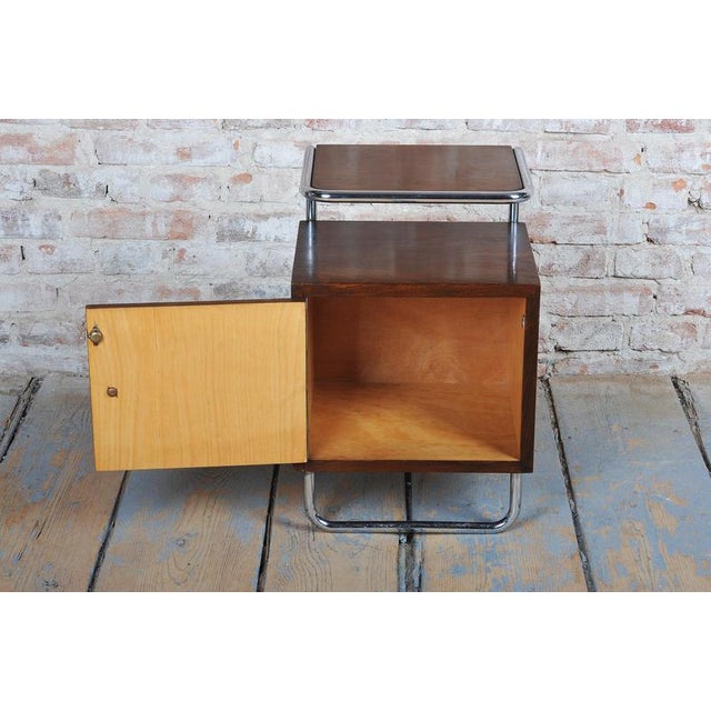 Czech Bauhaus Beech, Maple and Chrome Bedside Tables, 1930s, Set of 2 For Sale - Image 4 of 15