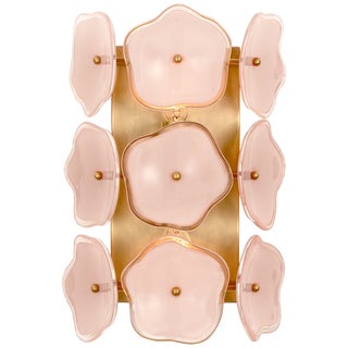Kate Spade New York for Visual Comfort Signature Leighton Small Sconce in Soft Brass with Blush Tinted Glass For Sale