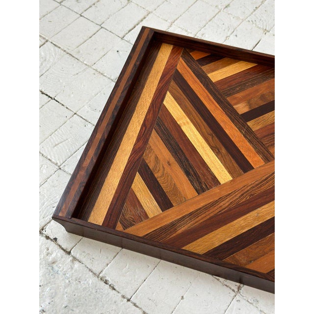 Wood Vintage Mid-Century Decorative Parquetry Serving Tray by Don Shoemaker for Señal, s.a., Circa 1960s For Sale - Image 7 of 12