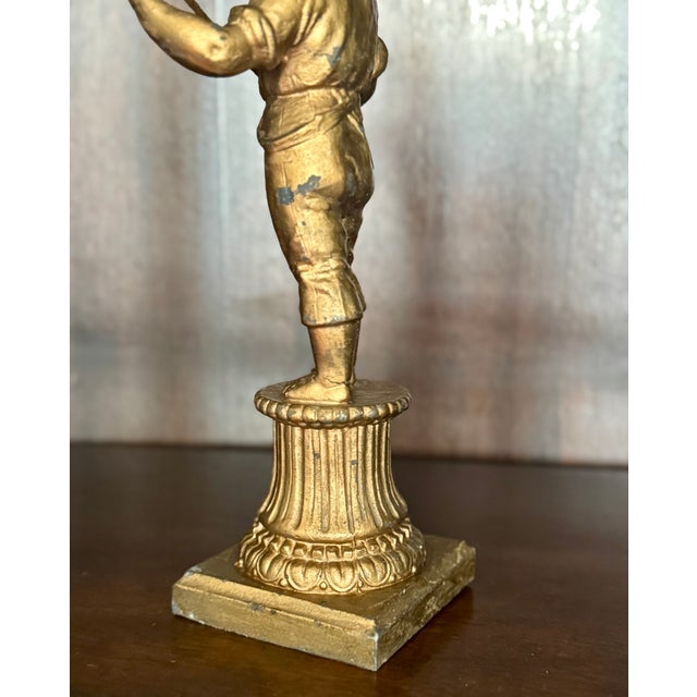Antique Gilt Spelter Figure of a Boy on Classical Pedestal, Circa 1900 For Sale - Image 15 of 17
