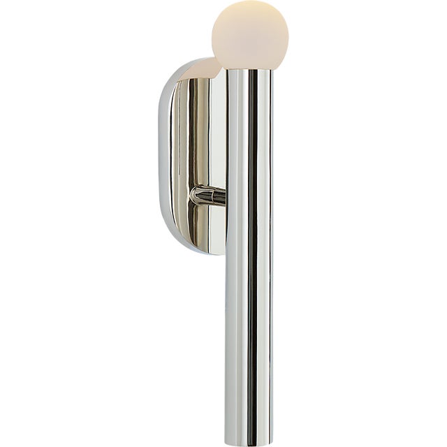 Kelly Wearstler for Visual Comfort Signature Rousseau Small Bath Sconce in Polished Nickel with Etched Crystal Orb For Sale