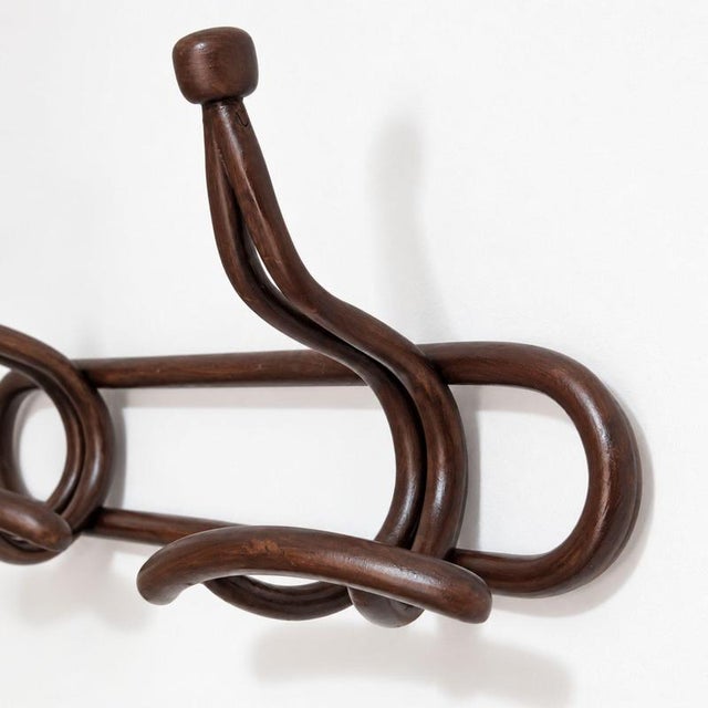 Italian Art Nouveau Walnut Wall Coat Rack For Sale - Image 3 of 9