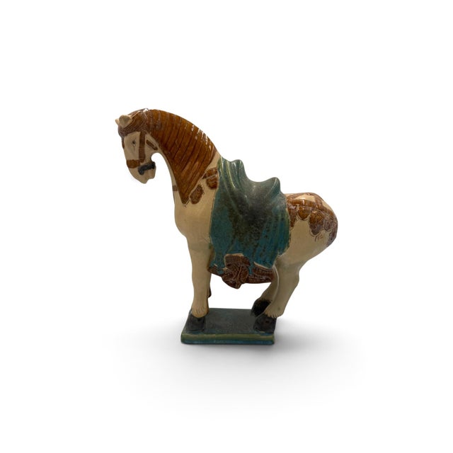 Set of Three Chinese Tang-Style Glazed Ceramic Horse Figures For Sale - Image 11 of 15