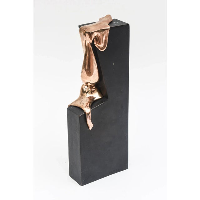 Vintage Bronze Dali Esque Cascading Sculpture With Black Metal Base Signed and Numbered For Sale - Image 12 of 12