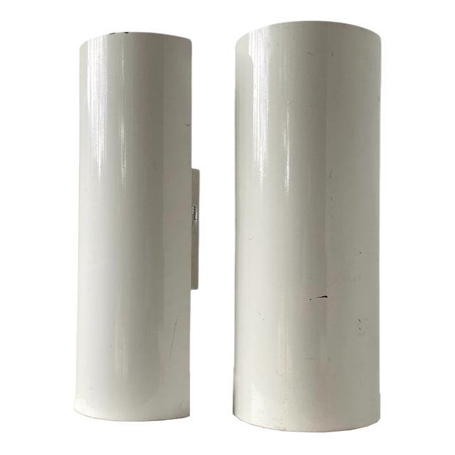 White Lacquered Metal Wall Lights by Parscot, 1980s, Set of 2 For Sale