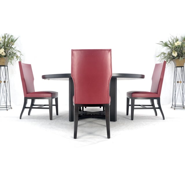 Holly Hunt Large 6' Diameter Round Ebonized Table Oak 4 Chairs Dining Set MINT! For Sale - Image 17 of 18