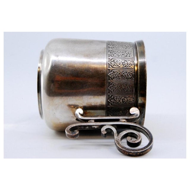 Silver Cup with Scrolls Handle and Relief Rim For Sale - Image 9 of 10