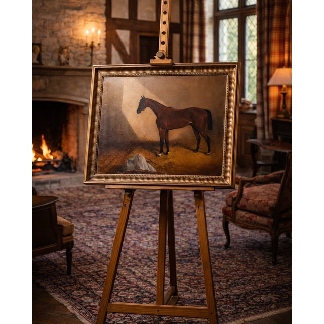 Unknown, Equestrian Painting, 1890s, Oil on Canvas, Framed For Sale - Image 3 of 8