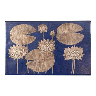 Heinz Erret Gustavsberg White Water Lily Ceramic Wall Plaque For Sale