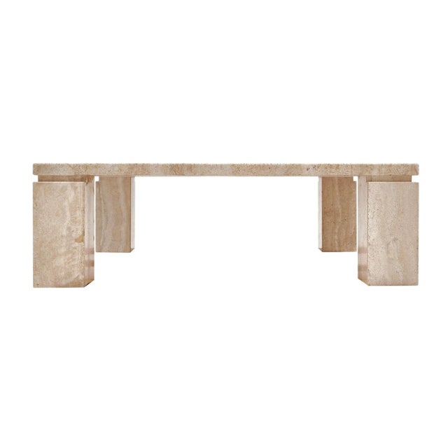 Modernist Travertine Vintage Coffee Table For Sale - Image 4 of 9