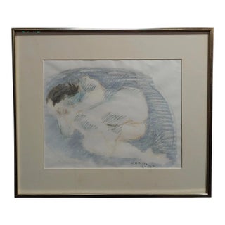 Raphael Soyer "Reclining Nude" Colored Pencil Drawing For Sale