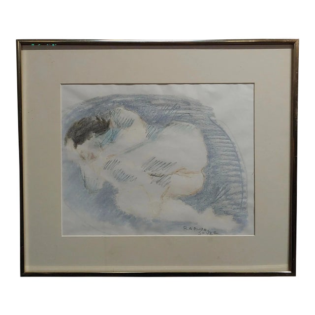 Raphael Soyer "Reclining Nude" Colored Pencil Drawing For Sale