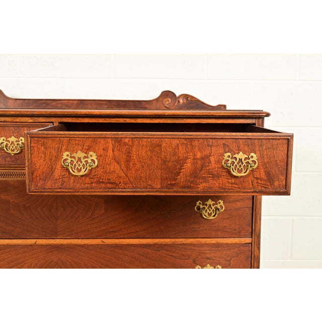 Brown Berkey & Gay Antique Queen Anne Burled Walnut Four-Drawer Dresser, Circa 1920s For Sale - Image 8 of 16