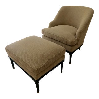 Traditional Curved Chair & Ottoman - 2 Pieces For Sale