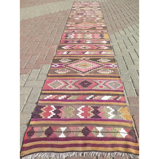 This beautiful runner rug is from eastern of Turkey Malatya Nomads weaving. About 60 years old. It is handmade with pure...