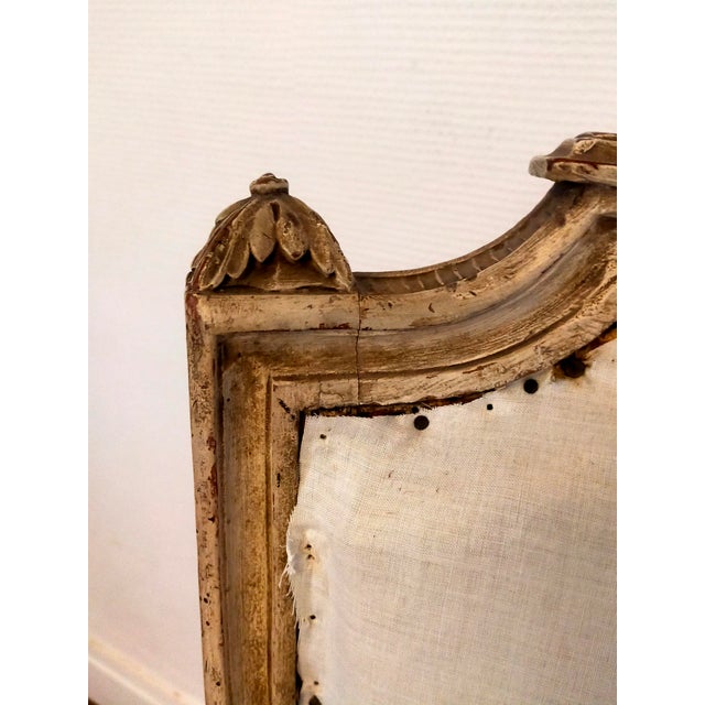 Gray Set of Antique Louis XVI Lounge Chair and Ottoman, 1700s For Sale - Image 8 of 10