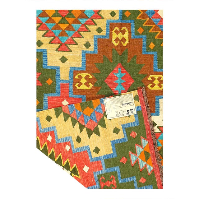 Tribal Pasargad Caucasian Tribal Style Flat Weave Kilim Rug For Sale - Image 3 of 3