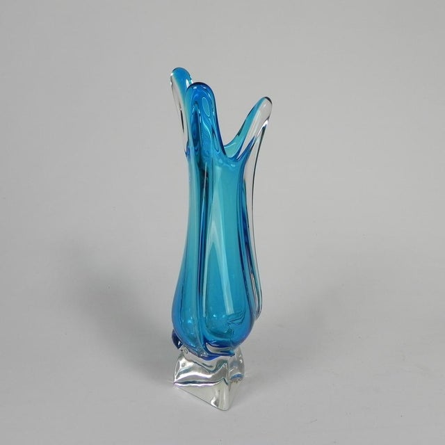 Blue Vintage Glass Vase from Val St. Lambert, 1950s For Sale - Image 8 of 15