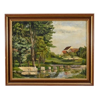 Michel Cauvet, Landscape, 1958, Gouache, Framed For Sale