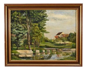 Michel Cauvet, Landscape, 1958, Gouache, Framed