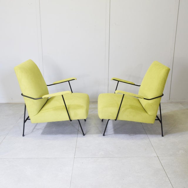 Slipper Chairs in Tubular Metal by Mario Franchioni for Framar, 1950s, Set of 2 For Sale - Image 10 of 13
