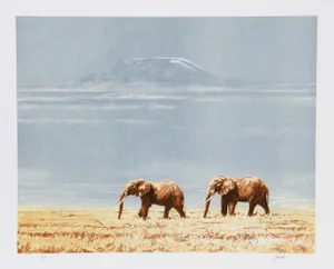 Joseph Vance Lithograph - Kilimanjaro Elephants