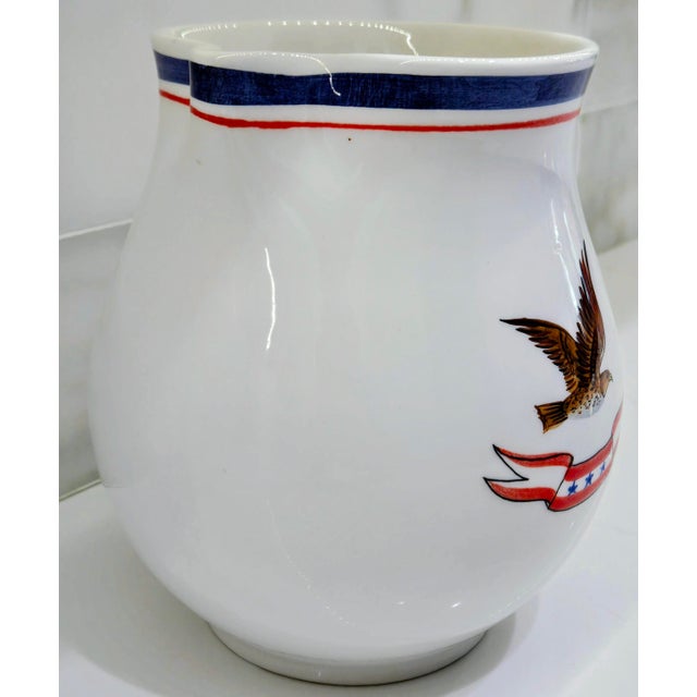 1970s 1970s Hand-Painted Italian Pottery Pitcher With Eagle Motif – Vintage Americana Jug For Sale - Image 5 of 11