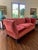 Wood 1920s Spanish Revival Tuxedo Couch in Red Velvet For Sale - Image 7 of 12