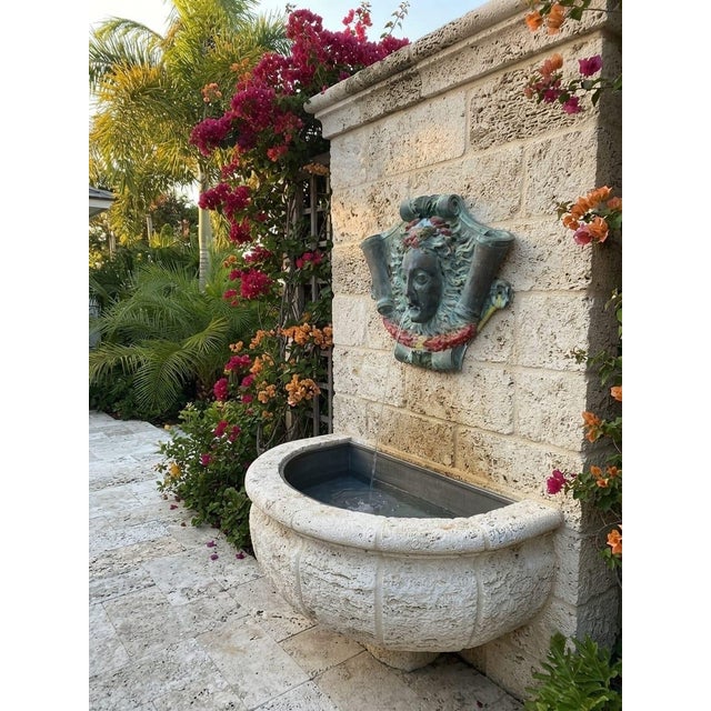Vintage Classical Bronze & Polychrome Water Fountain Mask For Sale - Image 9 of 12