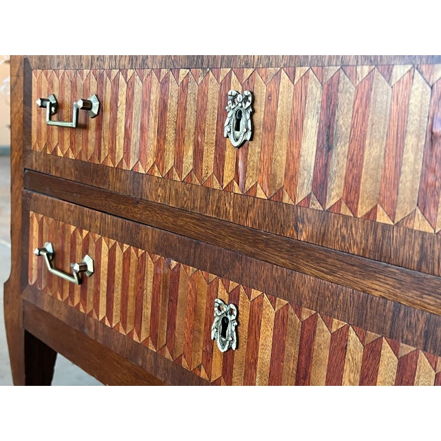 19th Century Empire Drop-Front Oak Secretary Desk or Abattant, Chest France For Sale - Image 11 of 12