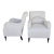 Baker Furniture English Country Scroll Arm Lounge Chairs in White Herringbone Casters Pair For Sale