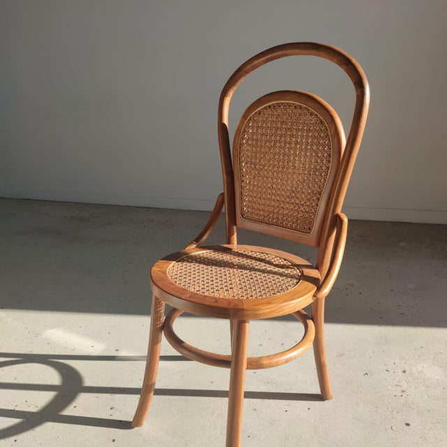 Vintage Natural Wood Cane Chair, 1980s For Sale - Image 10 of 18