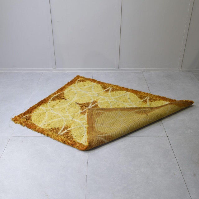 Scandinavian Rya Rectangular Rug in Wool-Acrylic Blend, 1970s For Sale - Image 4 of 8