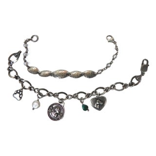 Contemporary Sterling Bracelets Dog Charms - A Pair For Sale