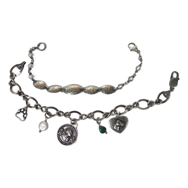 Contemporary Sterling Bracelets Dog Charms - A Pair For Sale