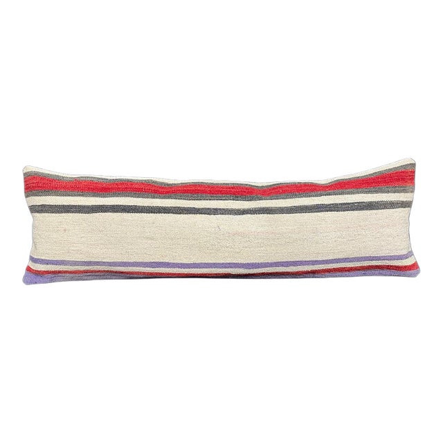 Turkish Hemp Pillow Cushion Natural Beige Red Cushion Cover 14x45 For Sale