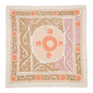 Suzani Wall Tapestry - Neutral Tan Uzbekistan Embroidery For Sale